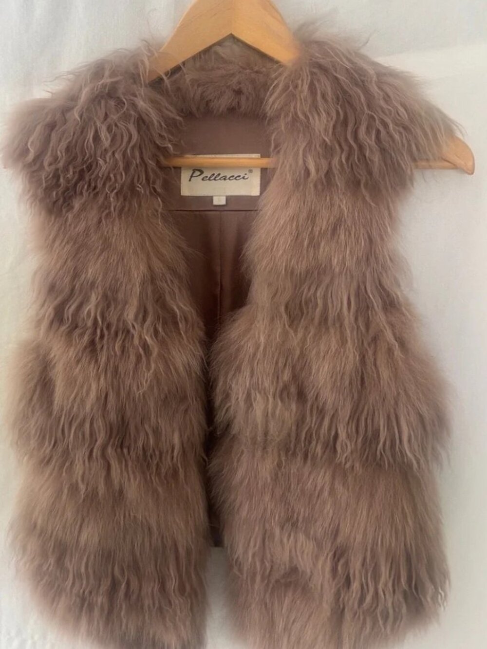 Pellacci Vintage Mongolian Lamb Fur Shearing Vest. Size S. Boho 1990s